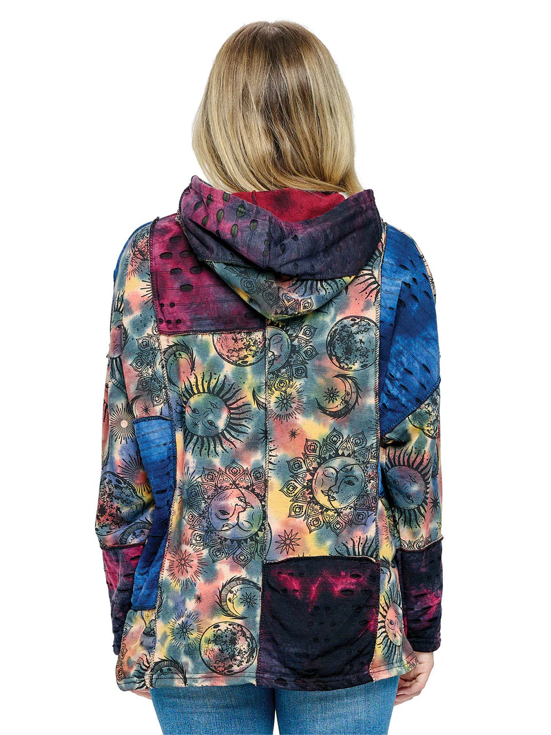 Sun/ Moon Tye Dye Patches Hoodie