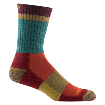 Men's Heady Stripe Micro Crew Lightweight Hiking Sock-Teal