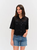 Tove Eyelet DOuble Pocket Top- Black