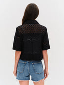 Tove Eyelet DOuble Pocket Top- Black