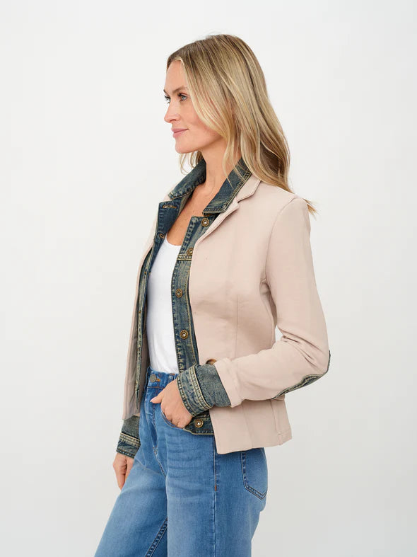 Mixed Media Denim Jacket- Clarissa