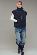 Sleeveless Corduroy Toggle Hem Puff Vest