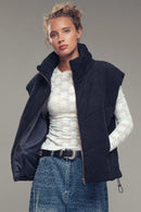 Sleeveless Corduroy Toggle Hem Puff Vest