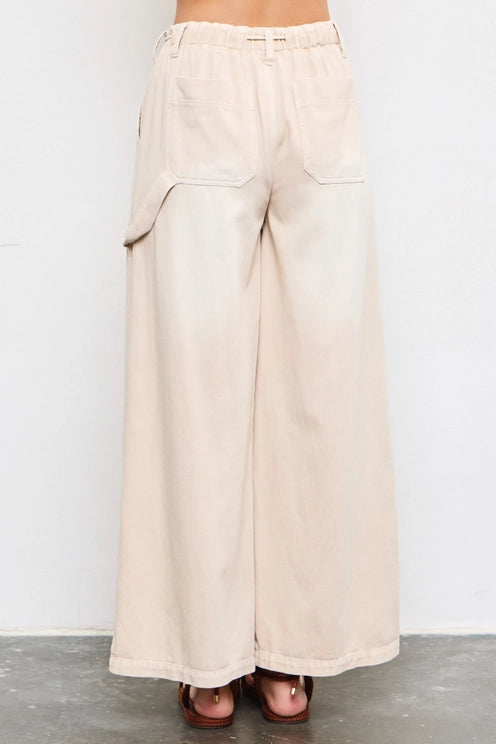 Wide leg Denim pants- Ecru