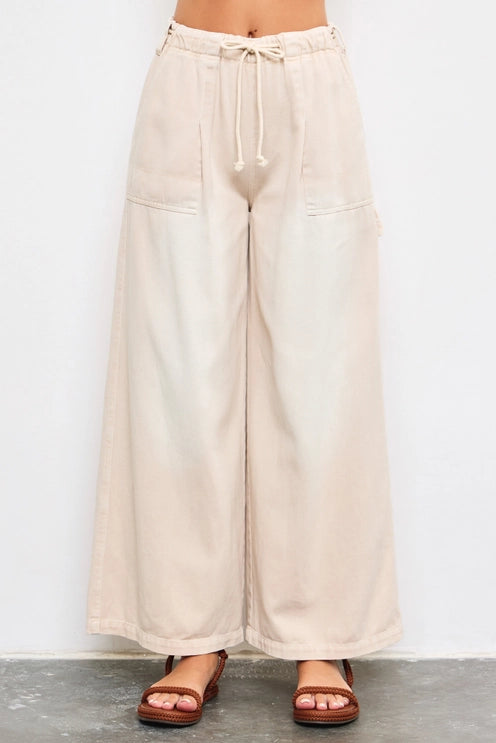 Wide leg Denim pants- Ecru