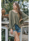 3/4 Sleeve Sweater w/ Cuff Detail - Olive