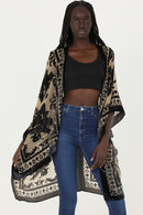 Burnout Velvet Kimono - Black