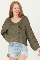 Crop Top Pullover - Olive