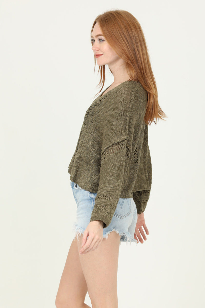 Crop Top Pullover - Olive