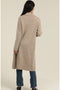 Long Cardigan Trench with Collar and Pockets- Tan