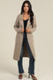 Long Cardigan Trench with Collar and Pockets- Tan