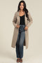 Long Cardigan Trench with Collar and Pockets- Tan