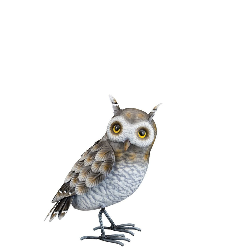 Metal Grey Horned Owl - Small