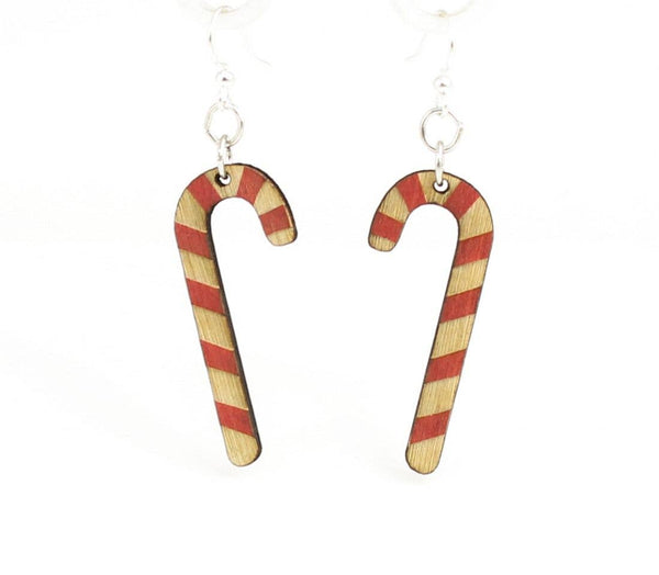 Candy Cane Wooden Earrings