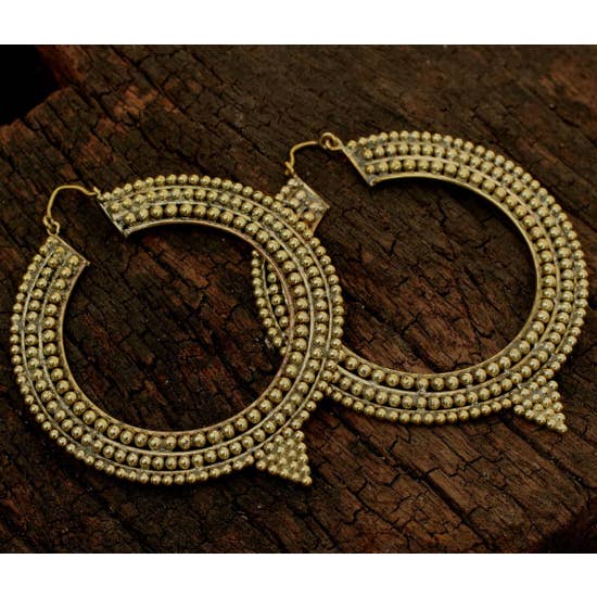 Large Brass Pointed Hoops