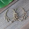Brass Lotus Decorated Hoop Earrings
