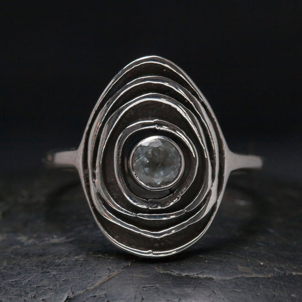Faceted Blue Zicron Ring
