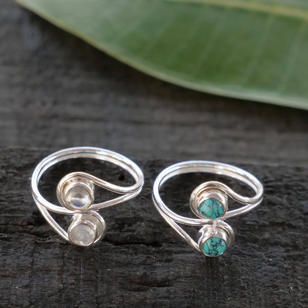 Double Moonstone Ring-Sterling Silver