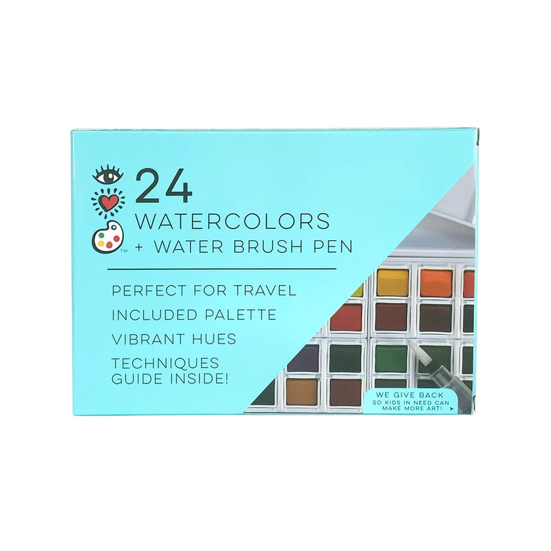 24 Watercolors + Water Brush Pen