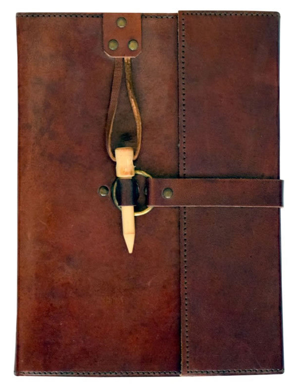 Leather Journal with Wood Peg Closure