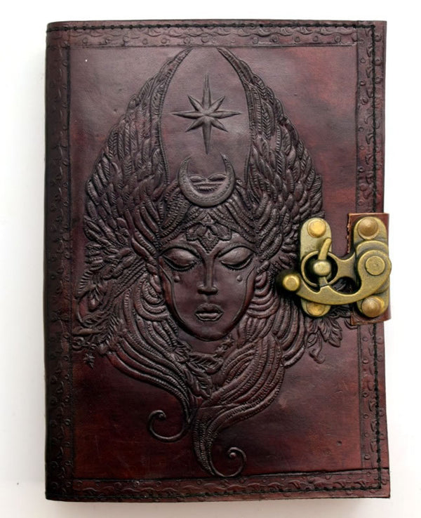Star and Moon Goddess Leather Journal