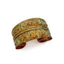 Copper Patina Bracelet - Chartreuse Band and Circles