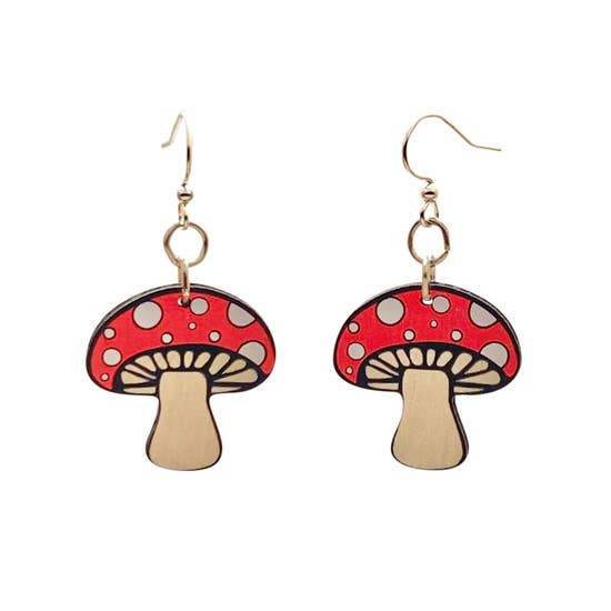 Mushroom Wooden Earrings