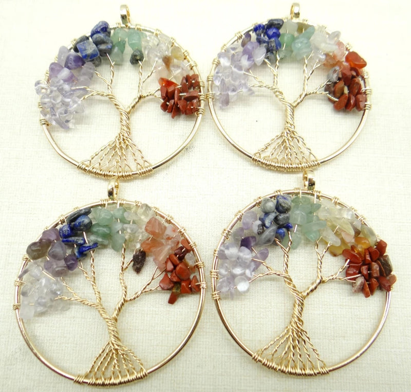 Large Nature Stone & Wire Tree of Life Pendant