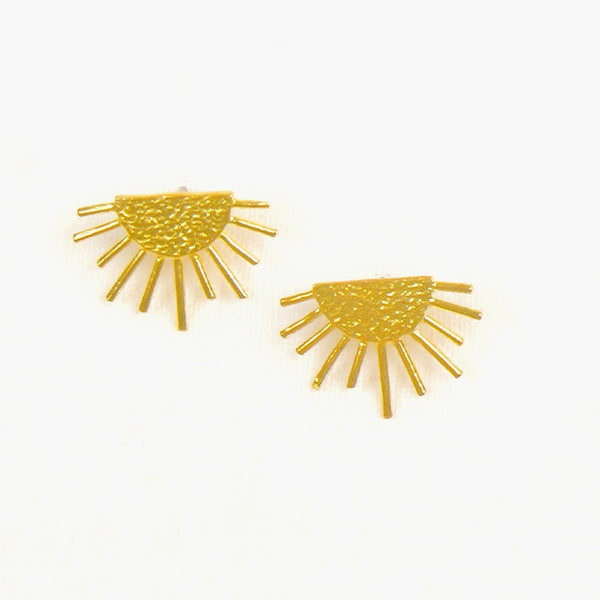 Sun Ray Post Earrings  Brass