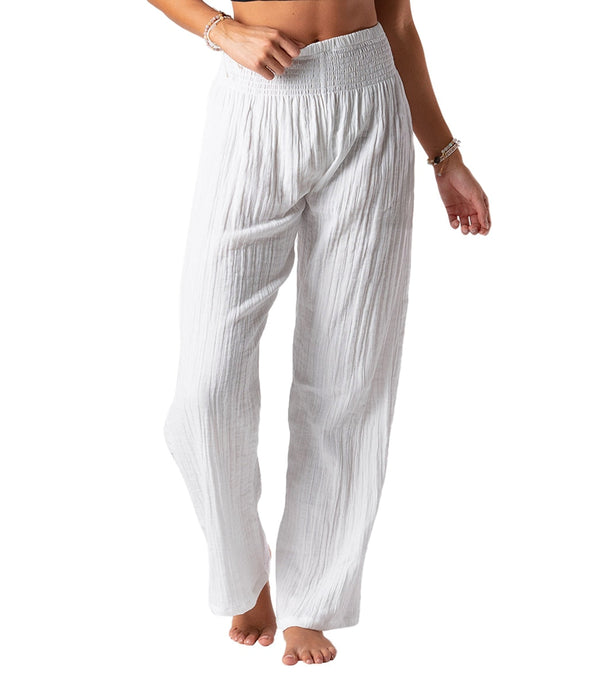 Wide Leg Cotton Pants - White