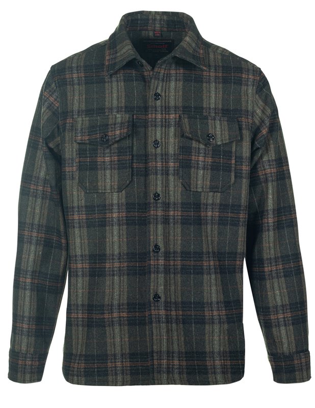 Men's Olive Flannel Wool Shirt