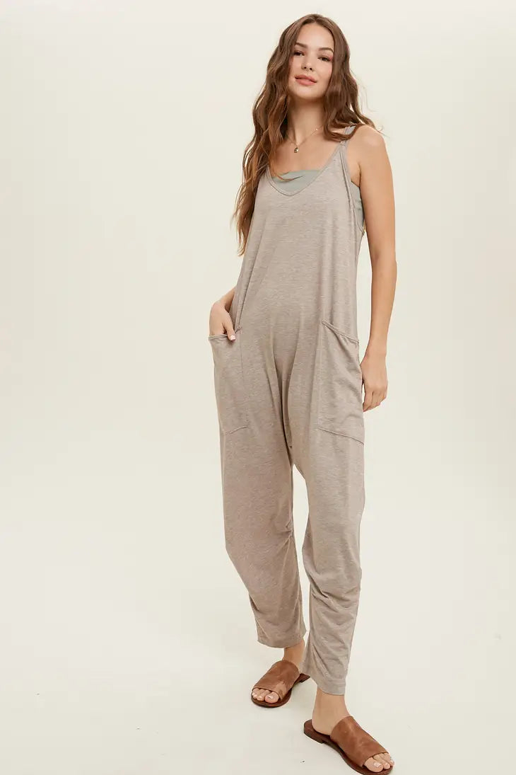 Oatmeal Hotshot Jumpsuit With Pockets
