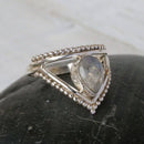 Sterling Silver Spotted Triangle Ring-Moonstone