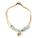 Two Strand Bronze Elephant Chip Turquoise Anklet