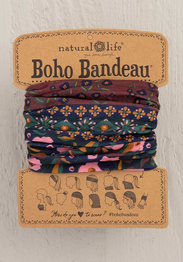 Wine Floral Border Boho Bandeau