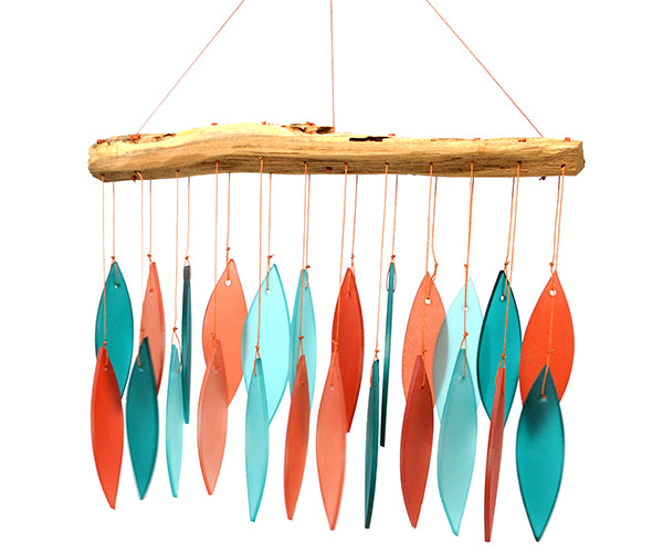 Coral And Teal Driftwood Wind Chime