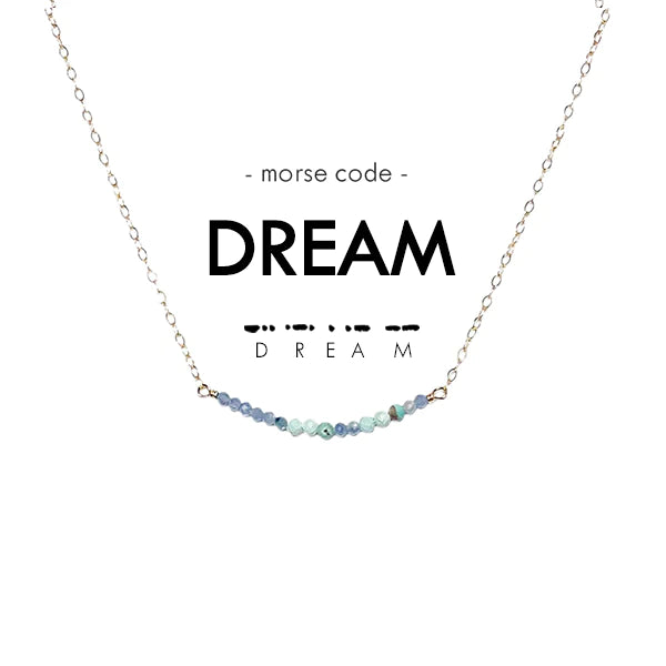 Dream Morse Code Dainty Stone Necklace
