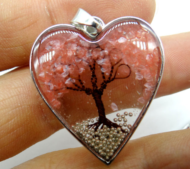 Natural Chipped Stone Heart Pendant
