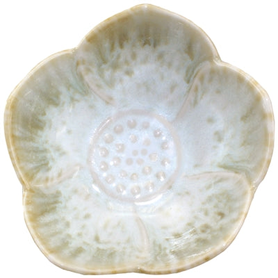 Lotus Cup Olive on Ecru Glazed Ceramic