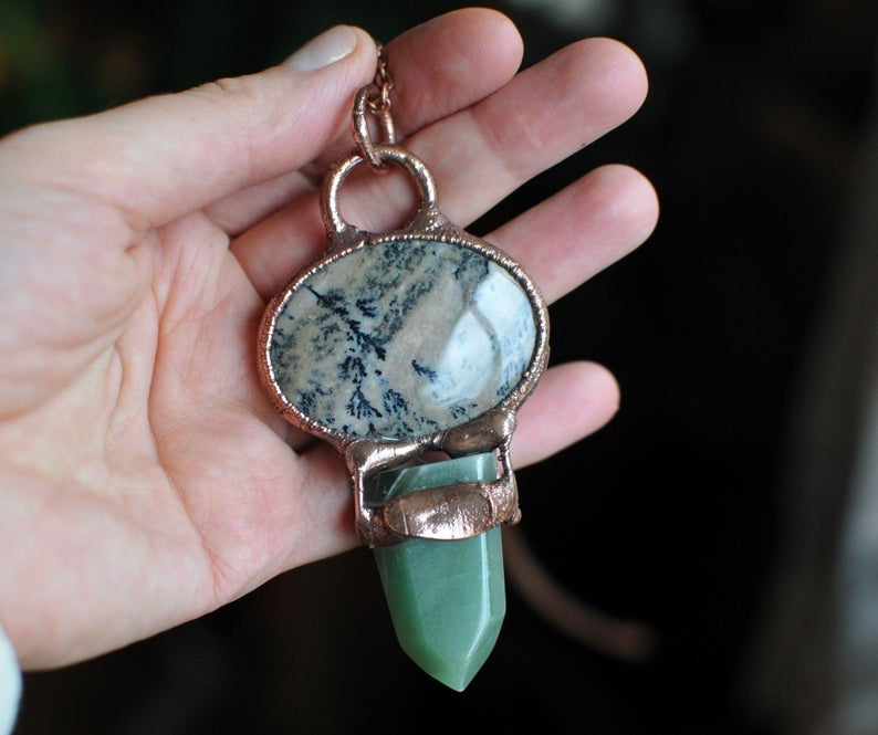 Aventurine Crystal and Copper Necklace