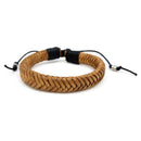 Aadi Light Tan Braided Leather Pull Tie Men’s Bracelet