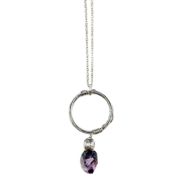 Ring Necklace with Amethyst Stone