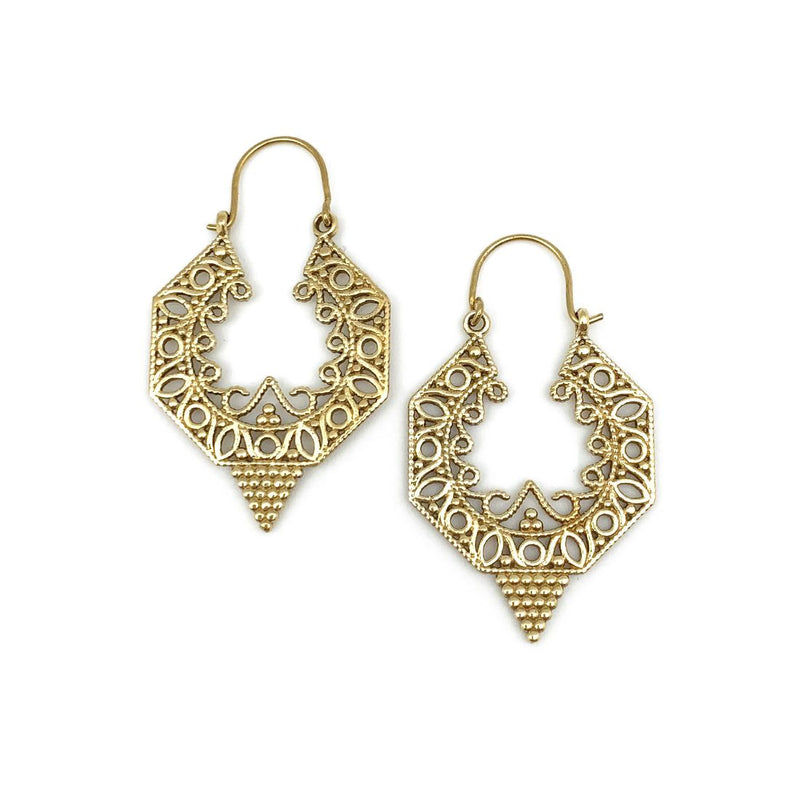 Tanvi Collection Earrings - Gold Filigree Octagonal Shapes