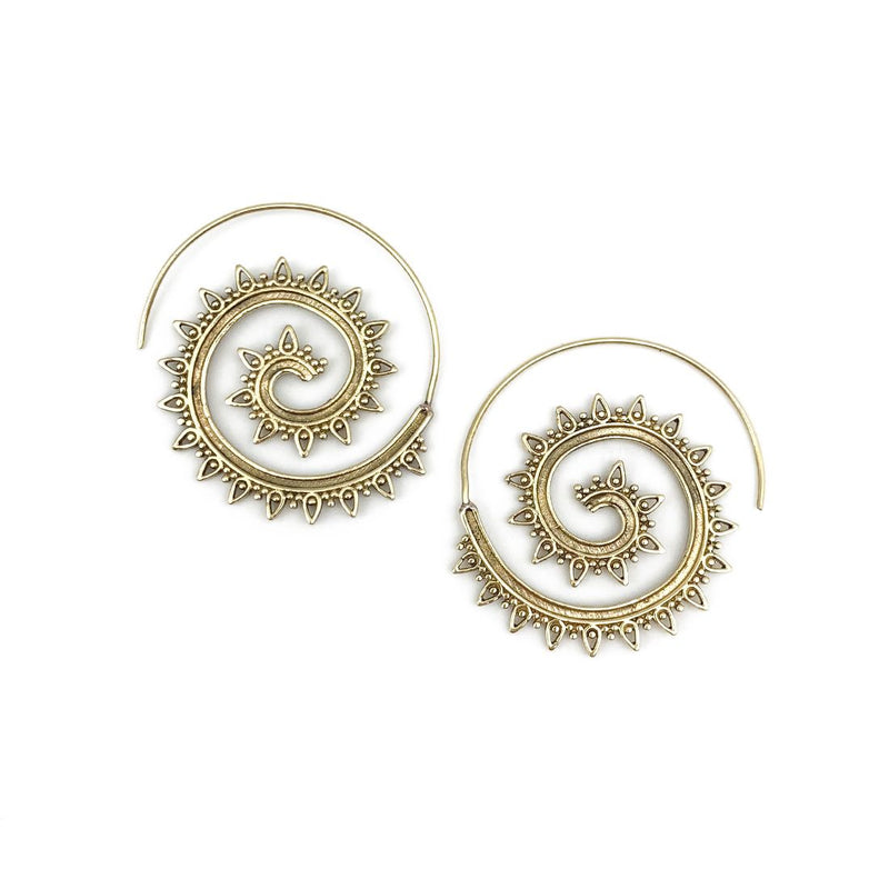Tanvi Collection Earrings - Gold Filigree Points Open Hoop