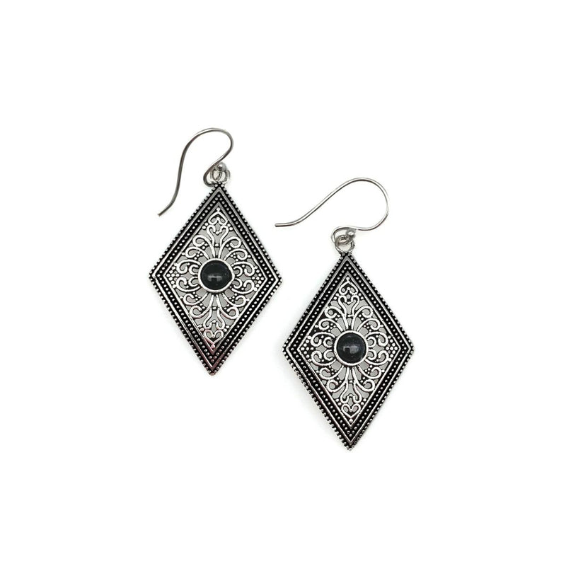 Tanvi Silver Plated and Onyx Earrings