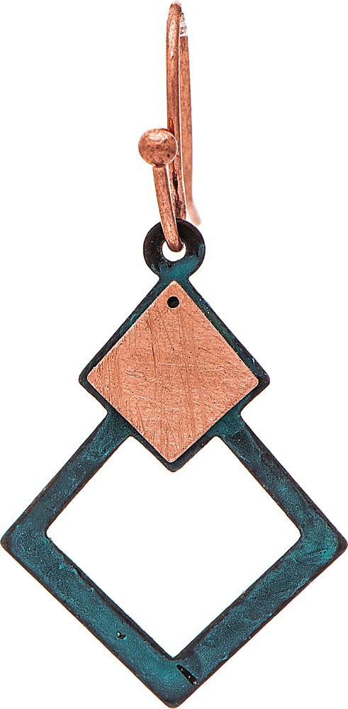 Patina Copper Top Kite Brass Earring