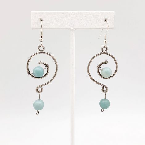 Wire-Wrapped Amazonite Stone Earrings