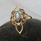 Decorated Brass Ring with Labradorite  Stone