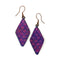 Copper Patina Earrings - Fuchsia and Purple Diamonds