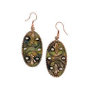 Copper Patina Earring-Mirrored Filigree in Green Ovals